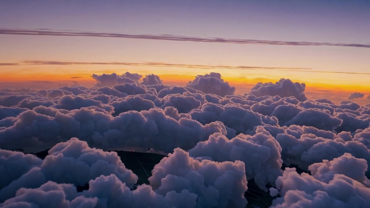 Beautiful Aerial View of Clouds with a Colorful Sunset Sky