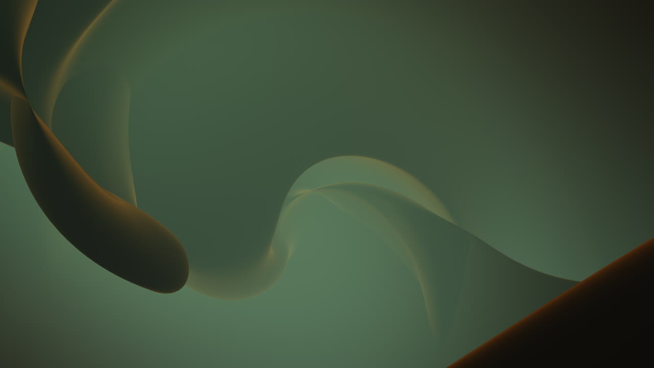 Slow Turning Green curvy shapes in Calm foggy Surreal meditative background