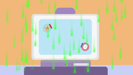 animation of binary coding, ai chat on computer and data processing