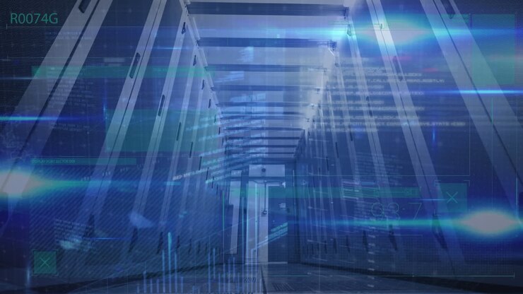 Animation of data processing over server room