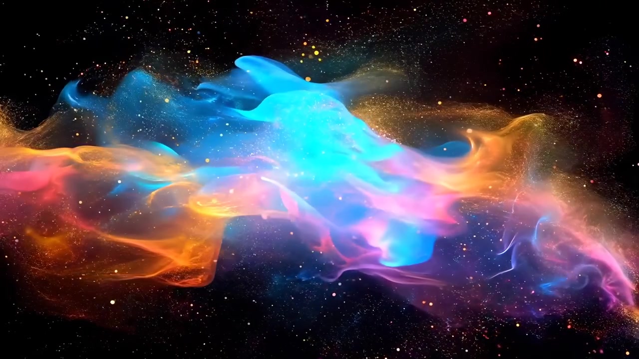 Abstract Colorful Nebula Cloud with Floating Particles