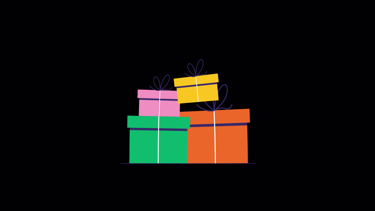 Animated Colorful Gift Boxes Falling and Stacking