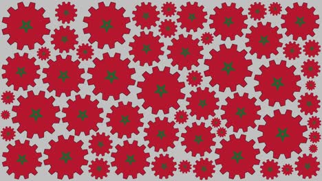 moroccan flag gears spinning background