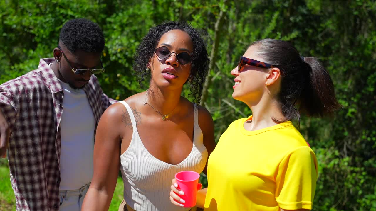 Friends enjoying an outing in the forest