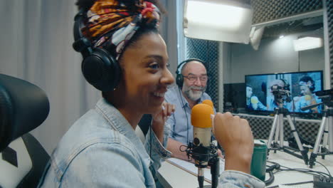 podcast interview in studio