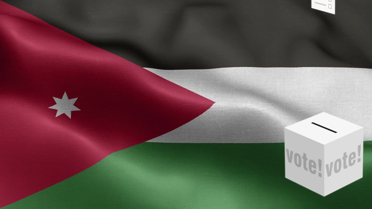 투표용지는 발 앞에 있는 투표용지 - 선거 - 투표 - 요르단 발 - 요르단의 발 높은 세부 사항 - 국가 발 요르단 파동 패턴 루프 가능한 요소 - 직물 질감과 끝없는 루프