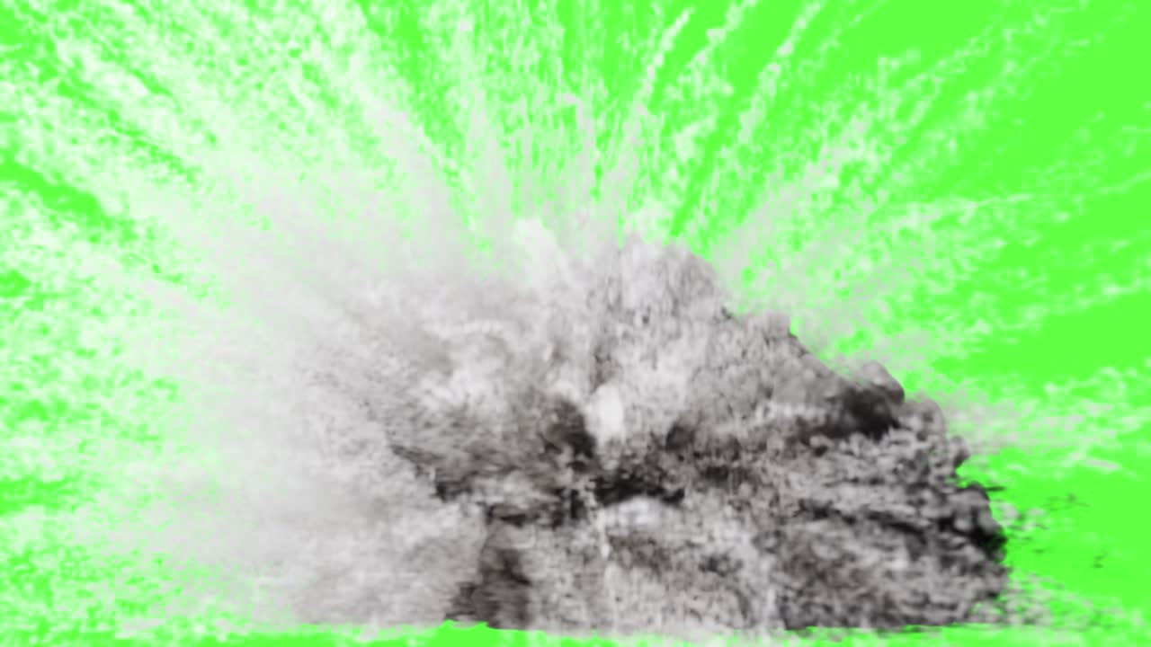 Explosion with White and Grey Particles on Green Screen