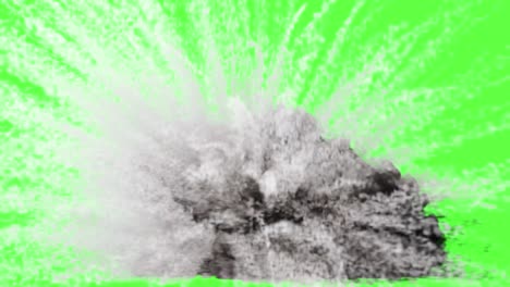 Explosion with White and Grey Particles on Green Screen