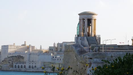 panoramic view of malta fort with beatiful bell tower building, static view