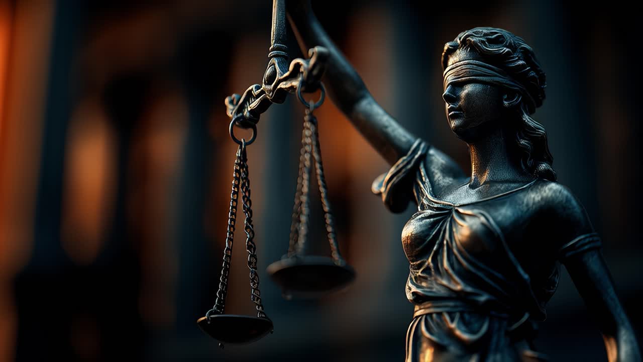 Justice statue holding scales, symbolizing law and order