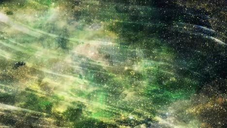 vientos solares y nubes en verde esmeralda telón de fondo del espacio exterior - 4k animación de fondo de movimiento de bucle sin costuras
