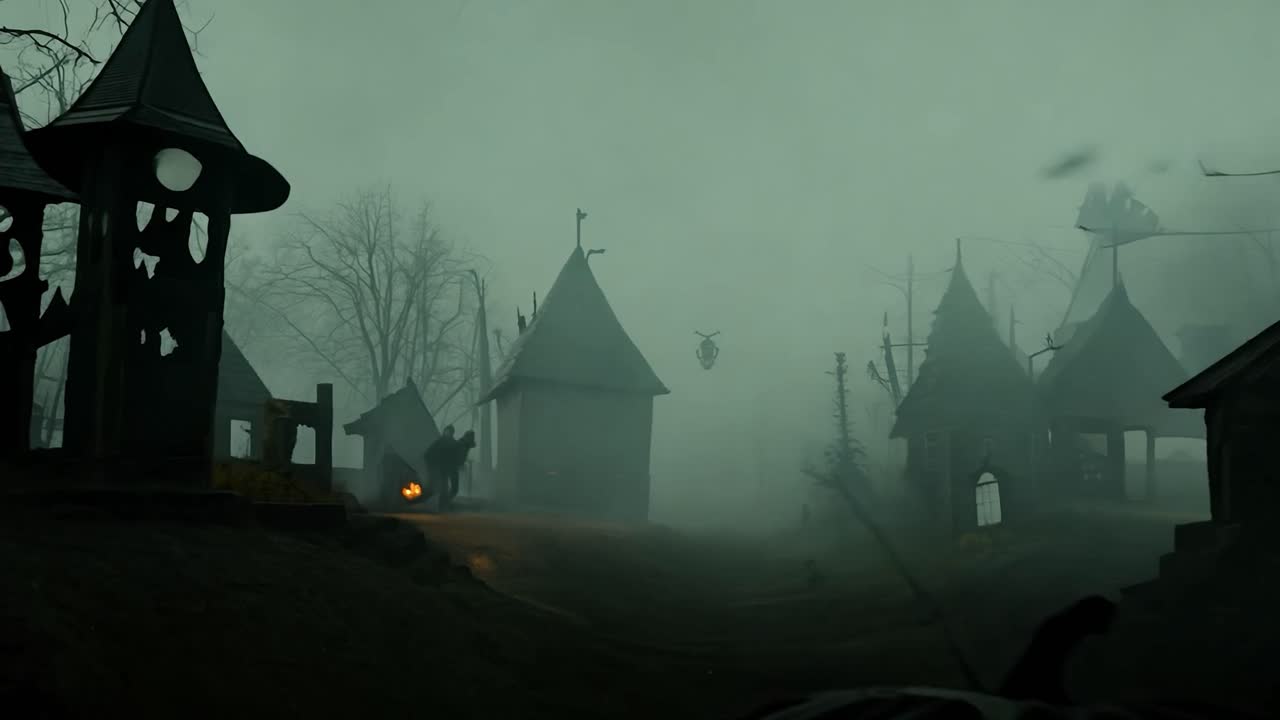 괴상한 할로윈 밤 잭 오 랜턴과 실루