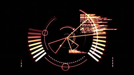 digital animation of circular scope scanning and data processing against black background