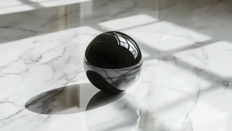 black sphere on marble surface