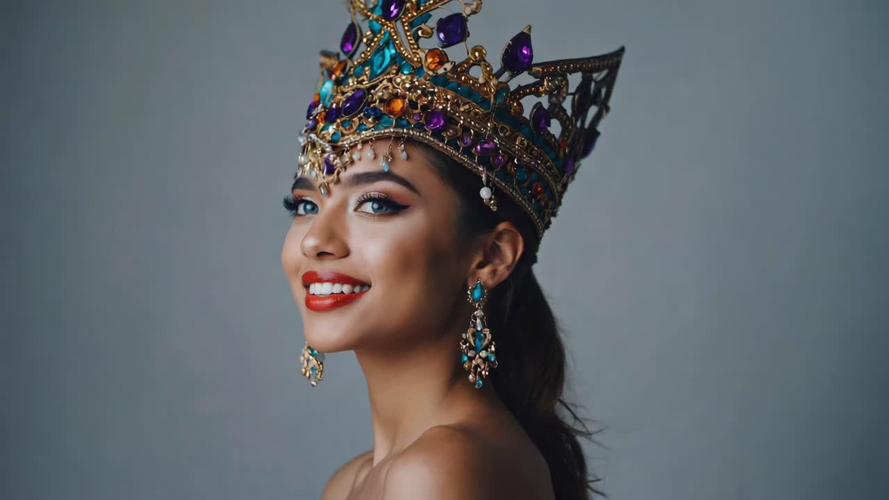 Beautiful Woman with Crown and Jewelry