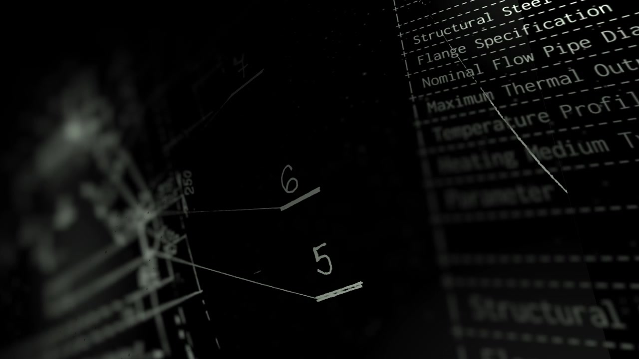 Technical CAD blueprint overlaying product specification charts in a dark mode interface. Perfect for advanced manufacturing, civil engineering, and corporate presentations.