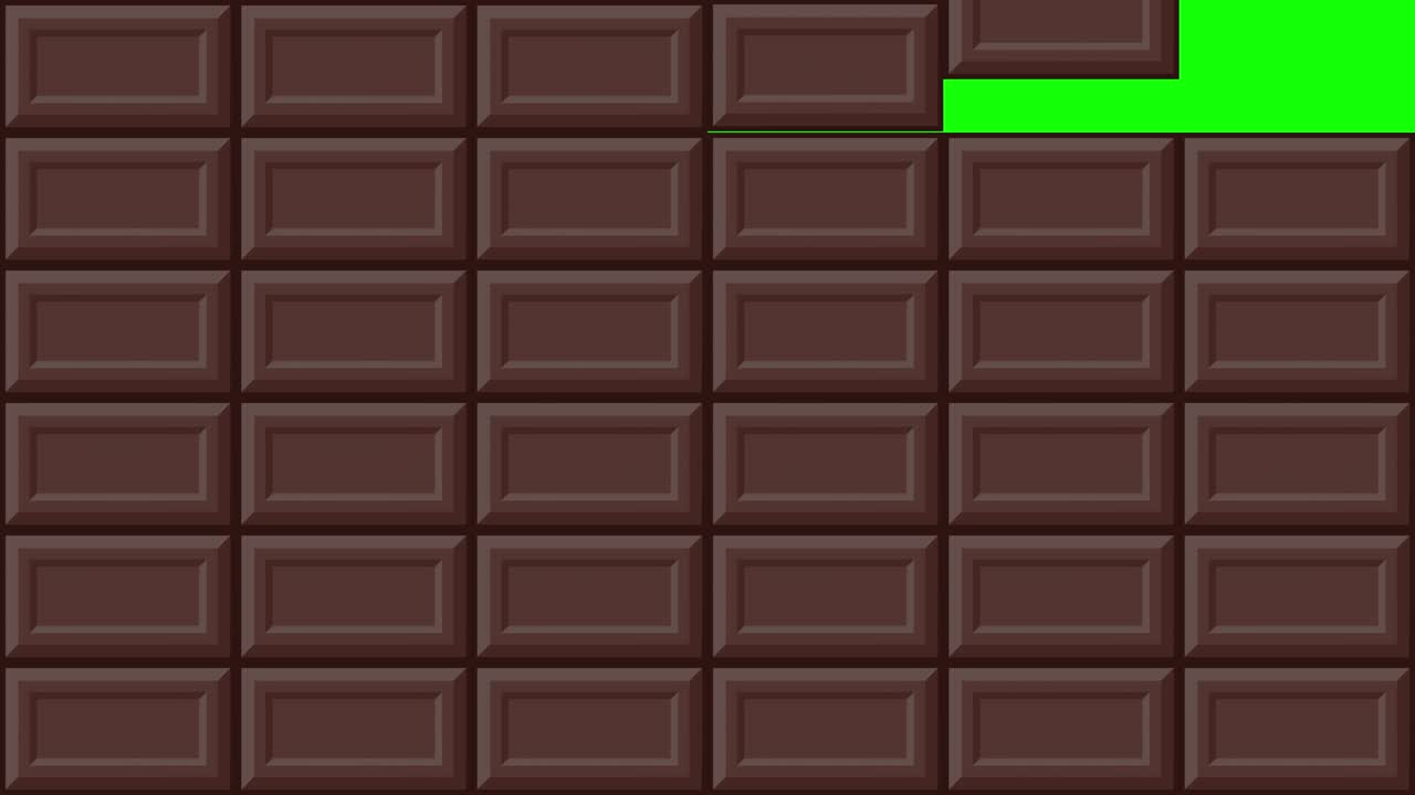 크로마 키 배경에 초콜릿 바 블록의 떨어지는 애니메이션