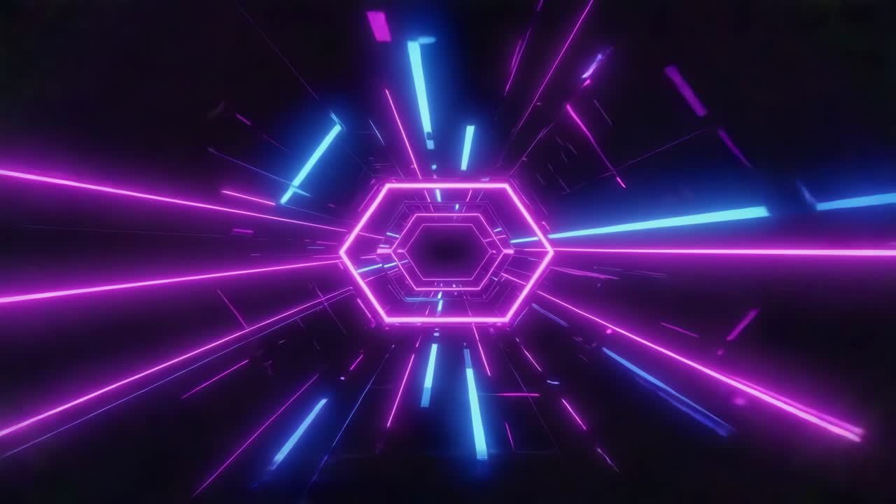 tunnel esagonale al neon astratto