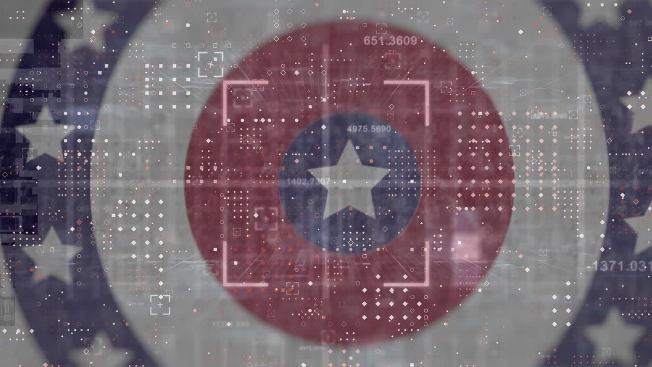 미국  ⁇ 발의 별과 원에 색칠 된 애니메이션