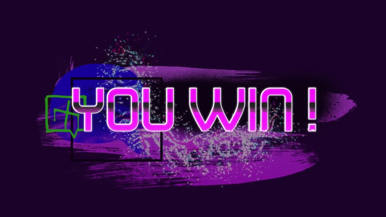 어두운 배경에 다채로운 움직이는 그래픽을 통해 텍스트를 이기는 애니메이션