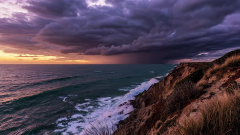 stormy sunset over the coastline