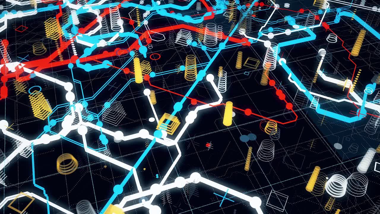 추상적인 디지털 네트워크 개념, 라인 및 연결