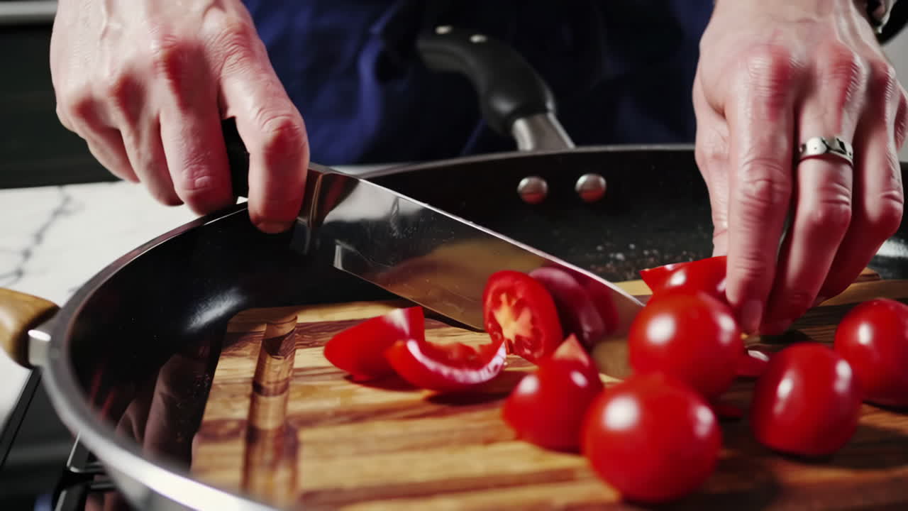 Preparing vegetables in a kitchen