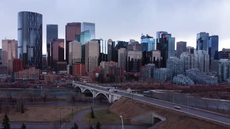 aerial of downtown calgary overcast day 1