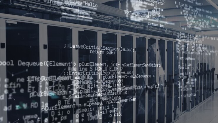 Animation of data processing and connections over servers
