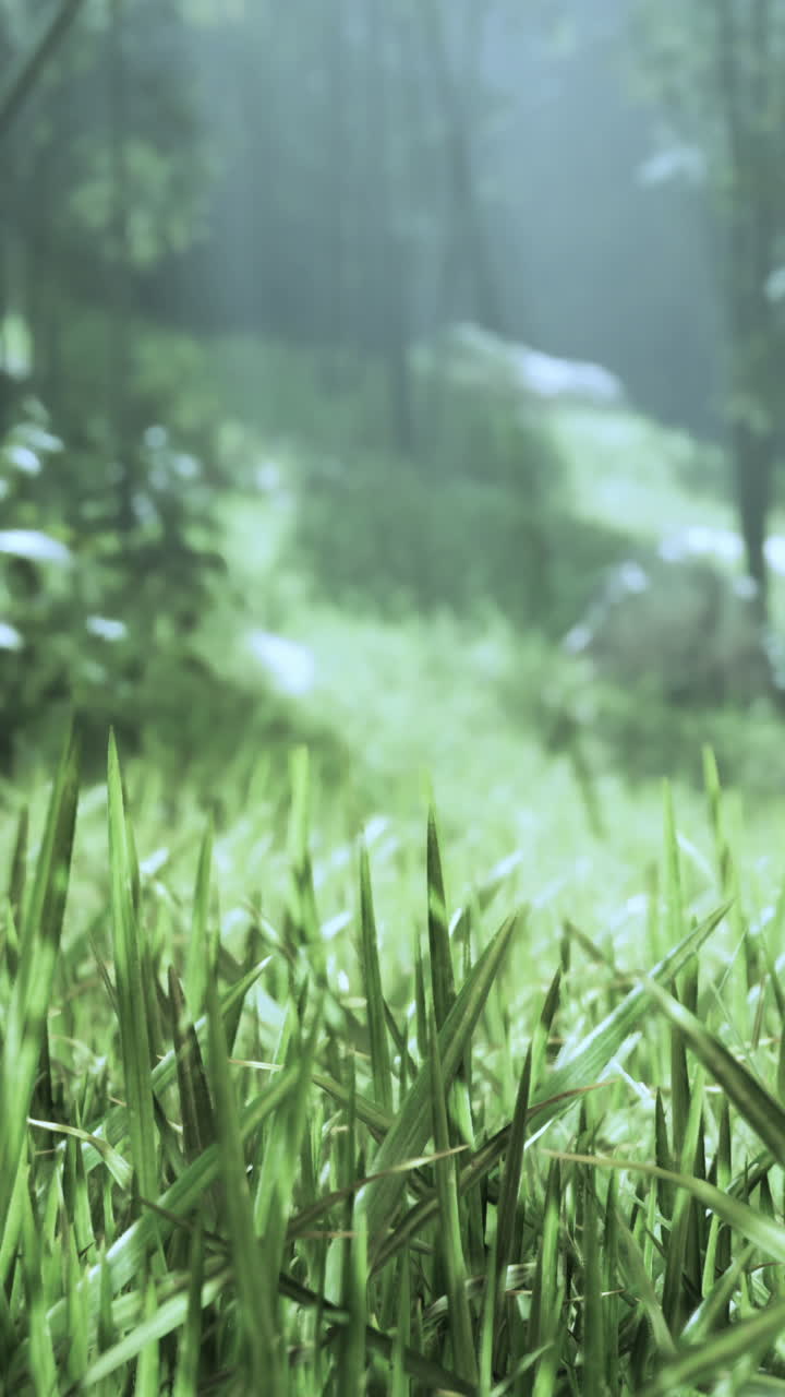 primer plano de la hierba verde en un bosque