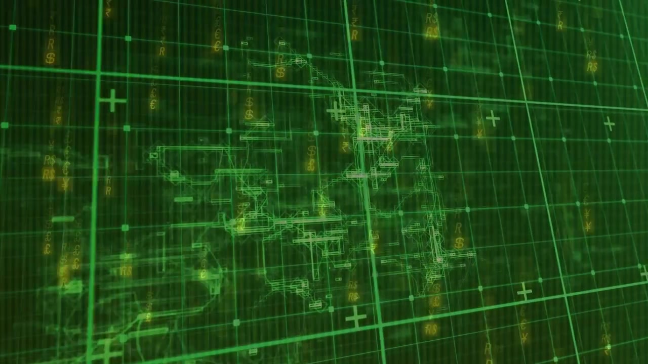grid emerging amber points flickering panning right tilting up wireframes morphing for network view