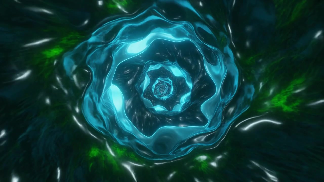 Abstract Glowing Blue Liquid Tunnel Animation