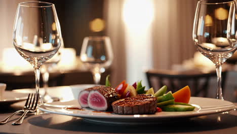 gourmet seared tuna dish in a fine dining restaurant