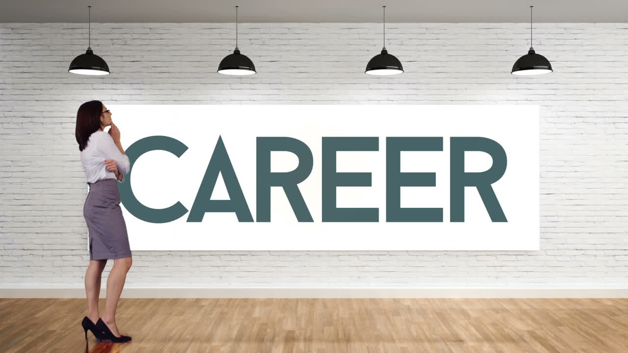 Businesswoman viewing career clip