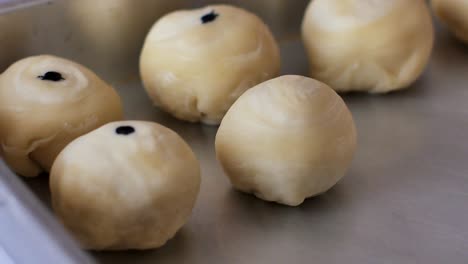 preparation of puff pastry dough for the fried chinese pastry.