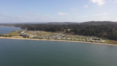 bay point landing camping seen from sea, coos bay in oregon