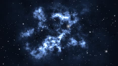 nubes nebulosas en el universo moviéndose de color azulado
