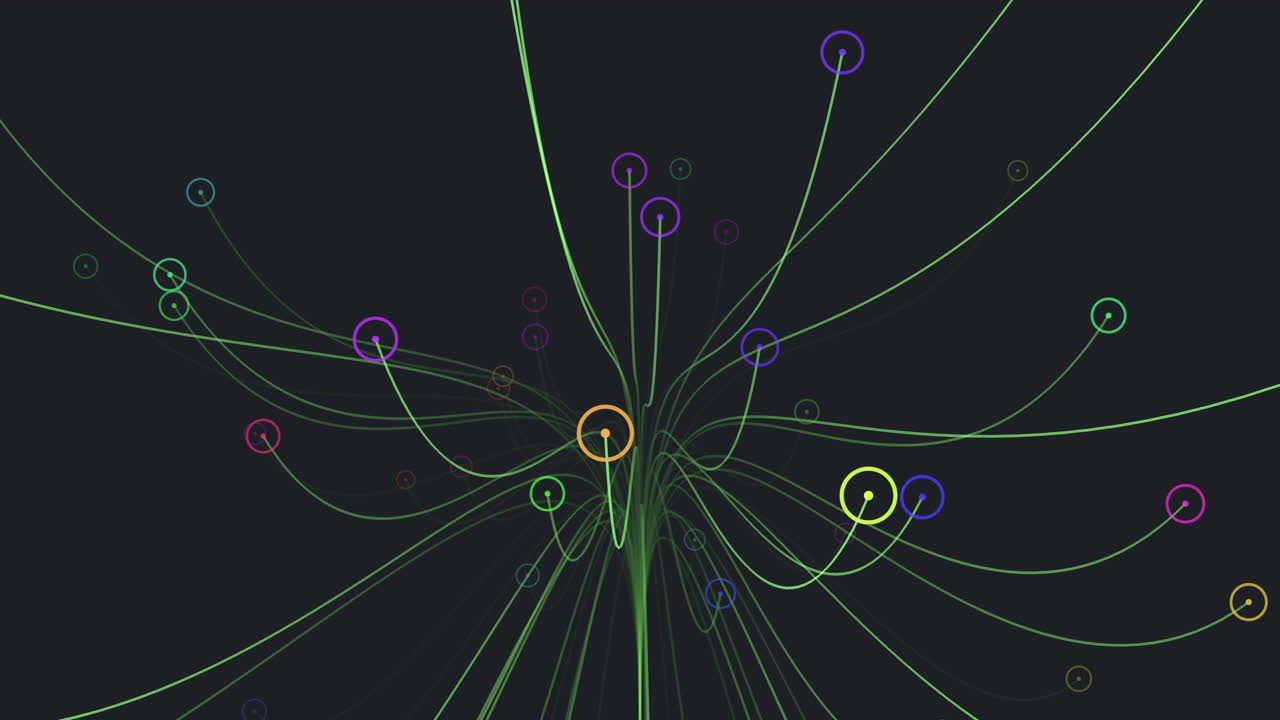 red circular de colores de líneas y puntos que representan un sistema complejo