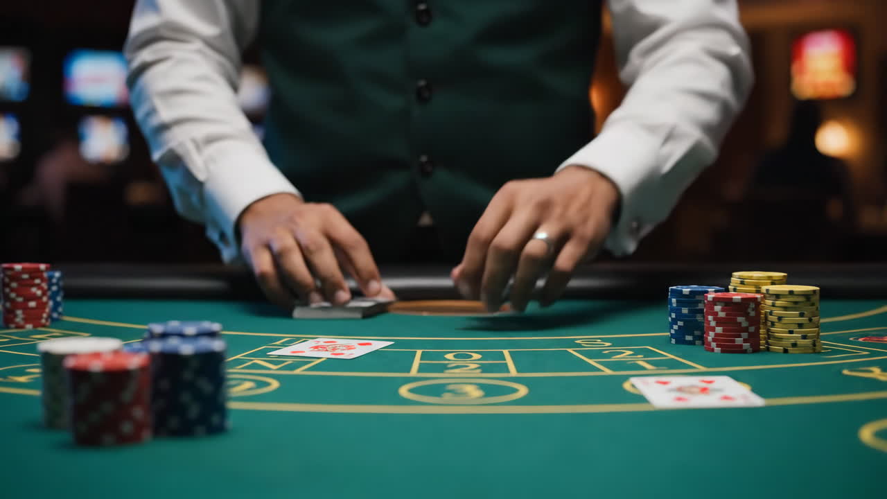 Casino Game with Cards and Chips