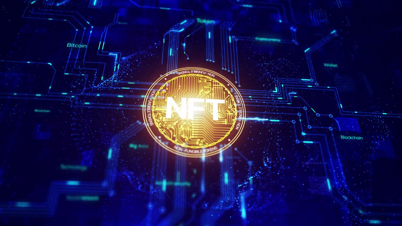 nft y tecnología de cripto con conexión de circuito