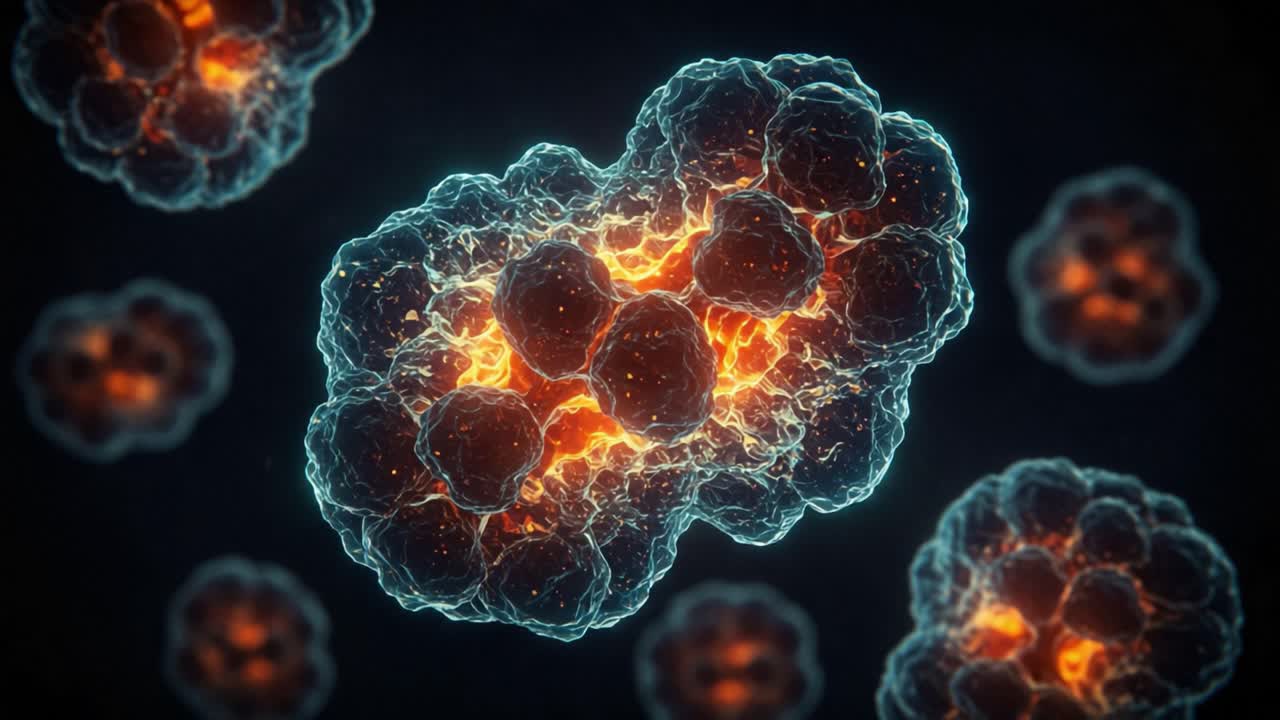 Dynamic Visualization of Microscopic Cells Illustrating Intricate Structures and Energetic Processes within a Cellular Environment