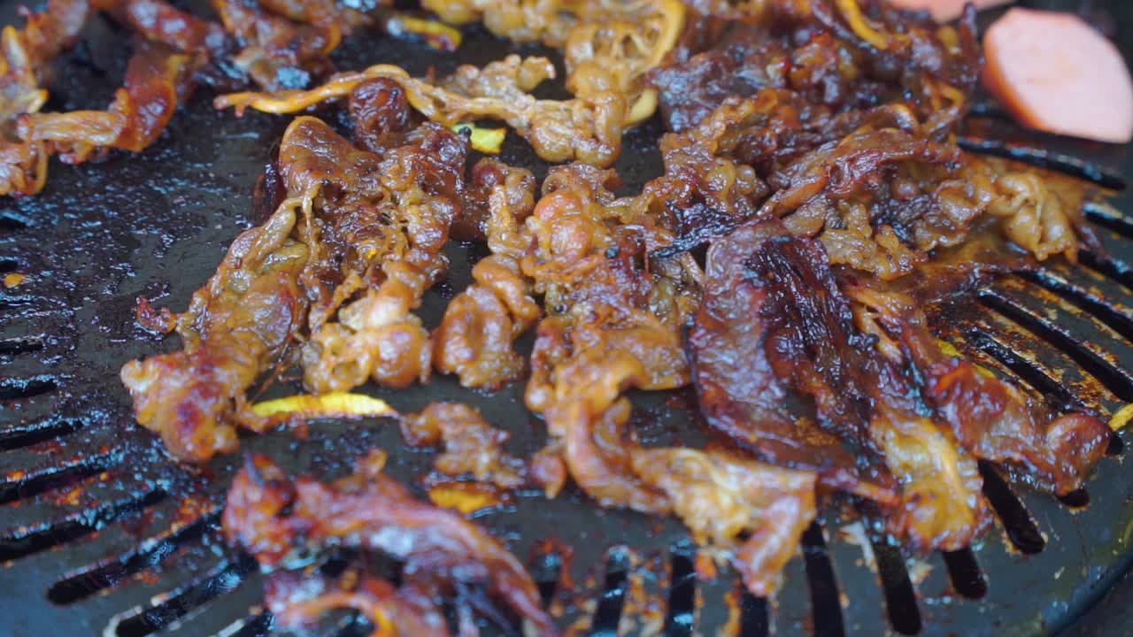 Barbeque&nbsp;meat grilled on grill pan