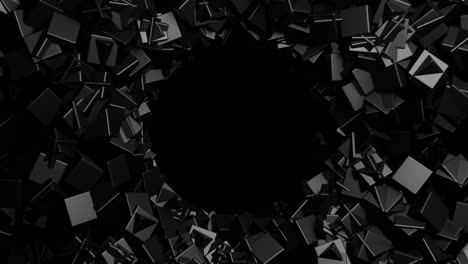 black 3d rendered cubes in minimal background. abstract motion graphic futuristic concept scene