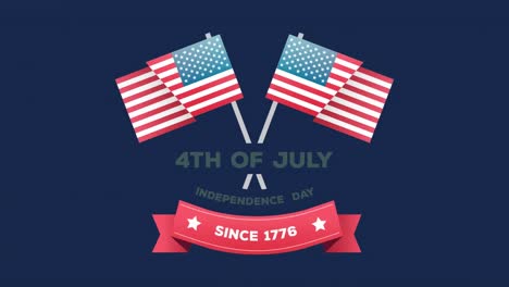 4th of july, independence day since 1776 text in a banner and american flags