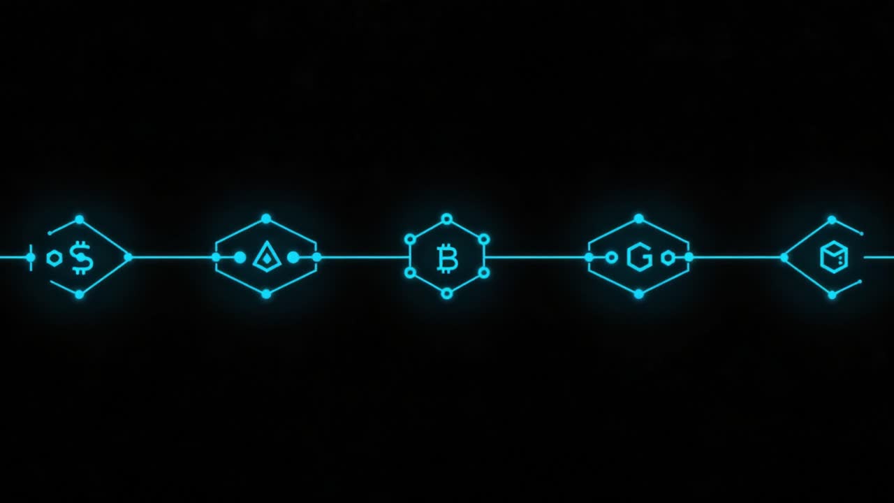 A Journey Through Digital Currency Symbols: Unveiling the Connections Between Dollar, Bitcoin, and Other Cryptocurrency Icons in a Modern, Neon-Inspired Design