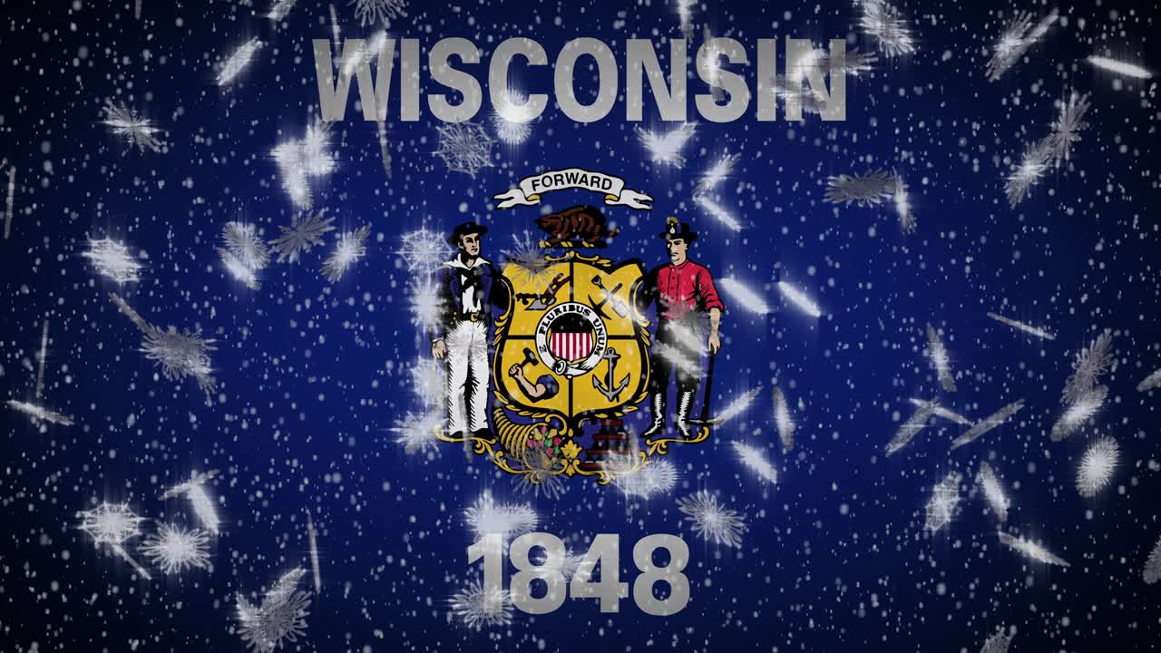 위스콘신 발: 눈이 떨어지고, 새해와 크리스마스 배경, 루프