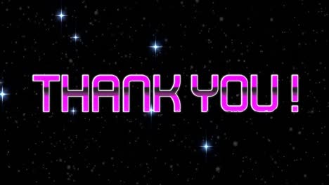 Animation-of-thank-you-text-in-pink-letters-over-glowing-stars-and-spots-of-light