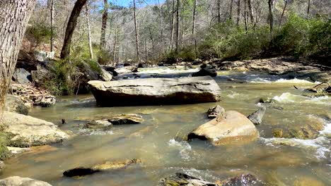 Primer-Plano-Del-Río-De-Rápido-Movimiento-En-El-Parque-De-Agua-Dulce-En-Atlanta