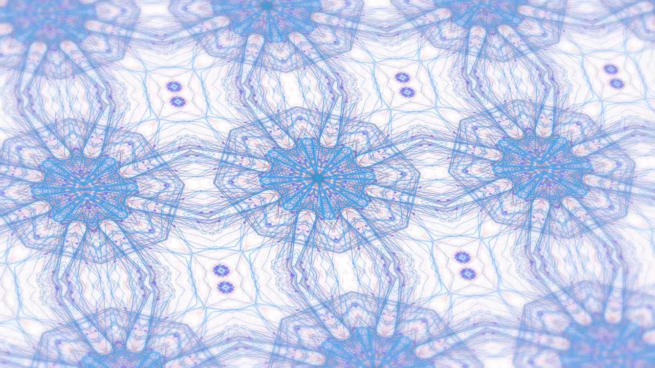animación de procesamiento de escáner circular rojo y azul sobre formas caleidoscópicas azules en blanco.