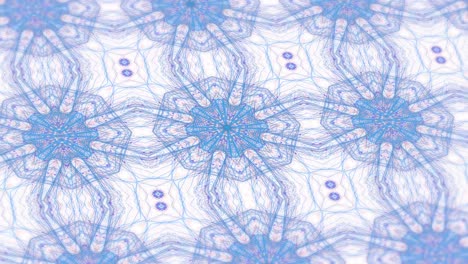 animation of red and blue circular scanner processing over blue kaleidoscopic shapes on white